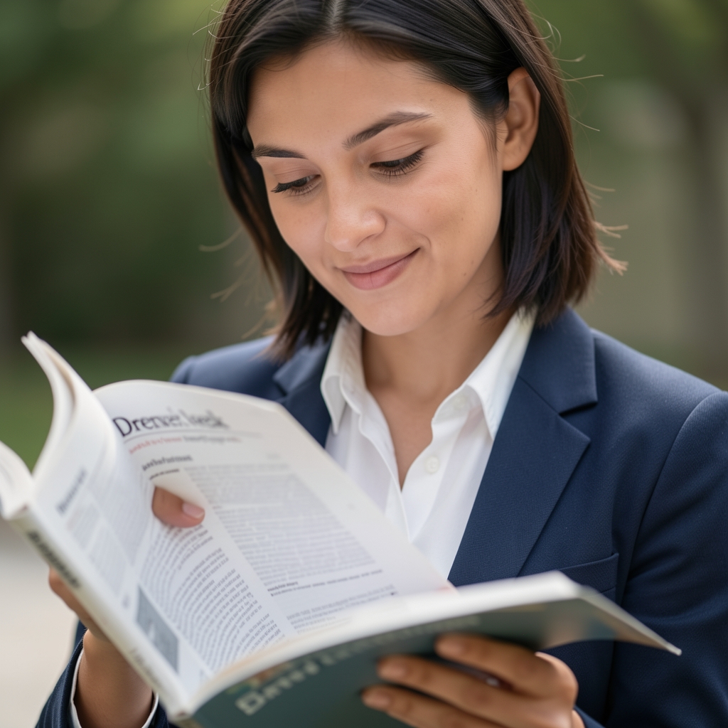 Researcher highlighting text in a printed academic journal — Drenvek team